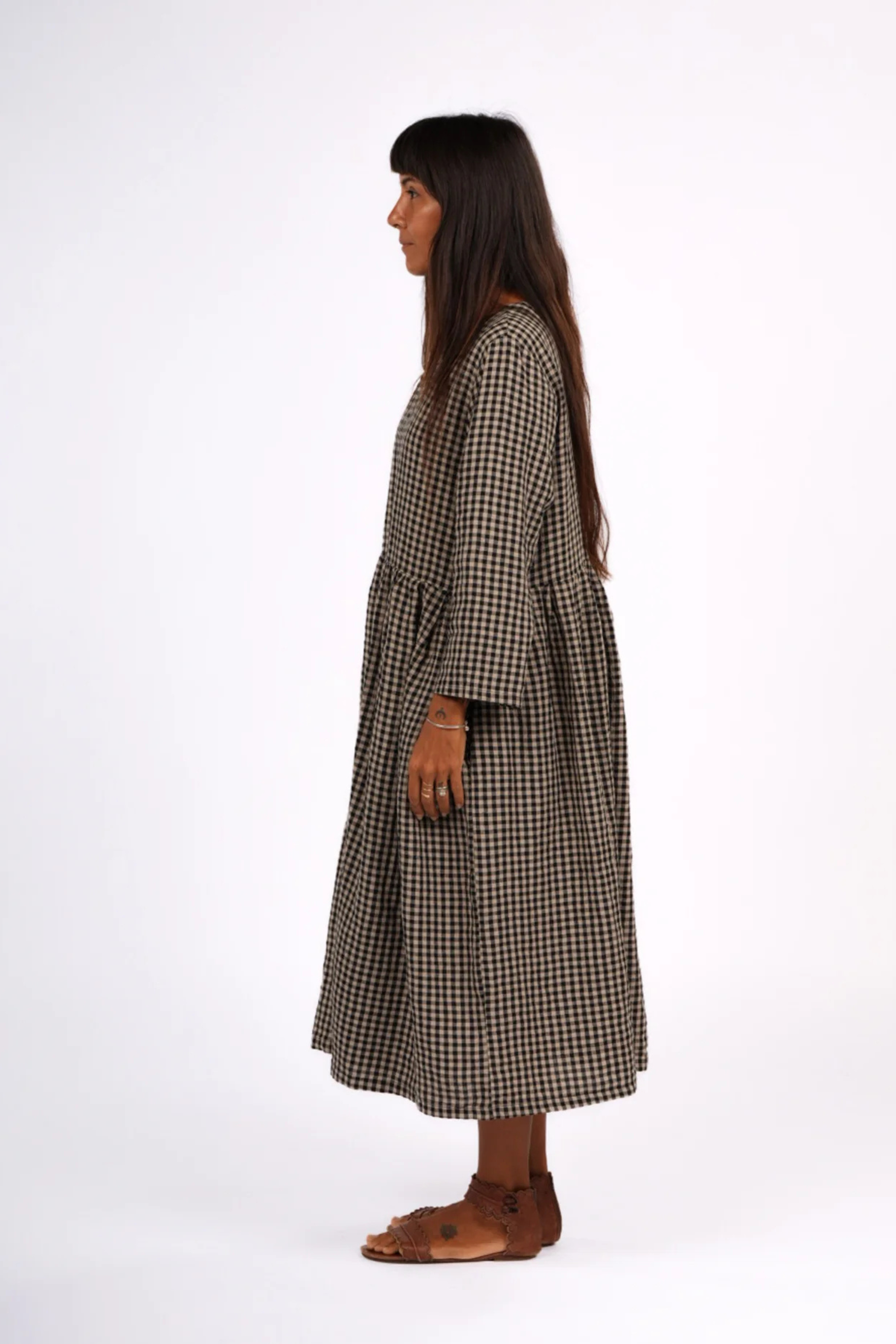 Journee Linen Dress - Black Gingham