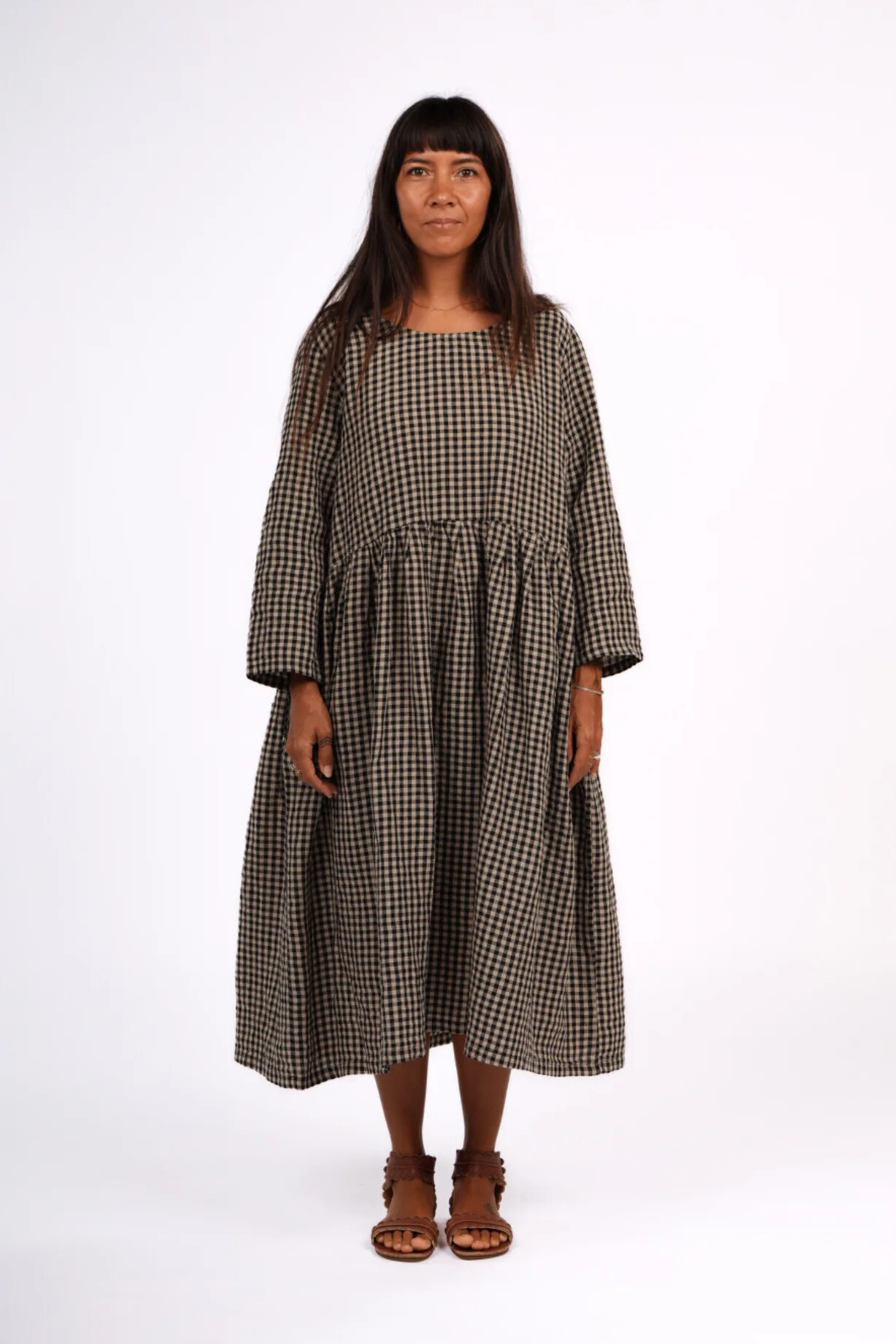 Journee Linen Dress - Black Gingham