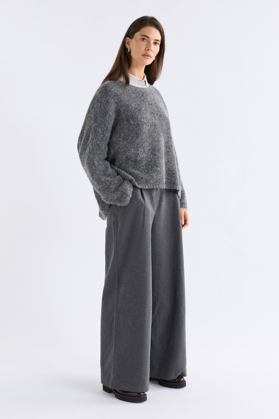 Elk Agna Sweater - Mid Grey Marle