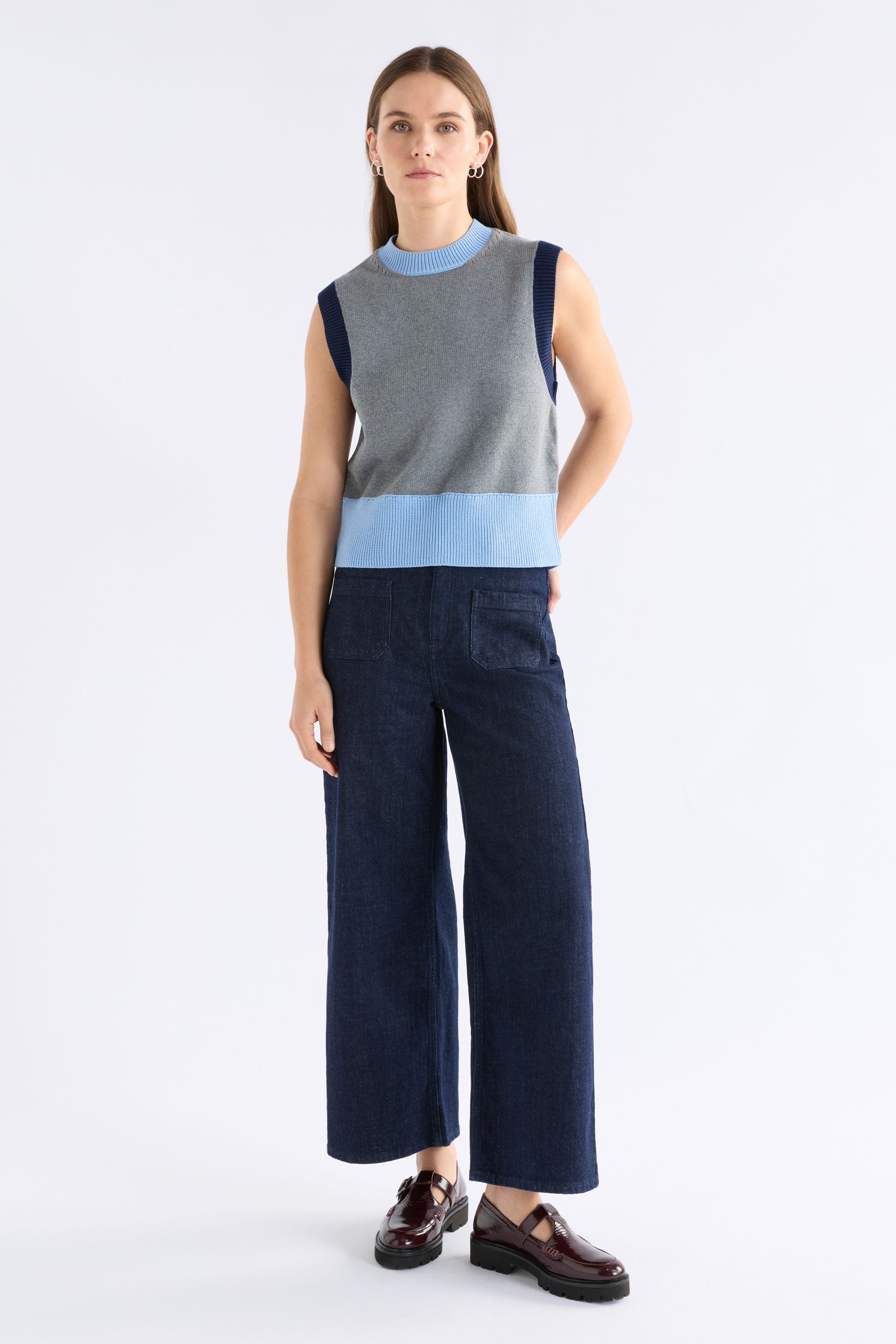 Elk Bolsa Knit Vest - Grey Marle