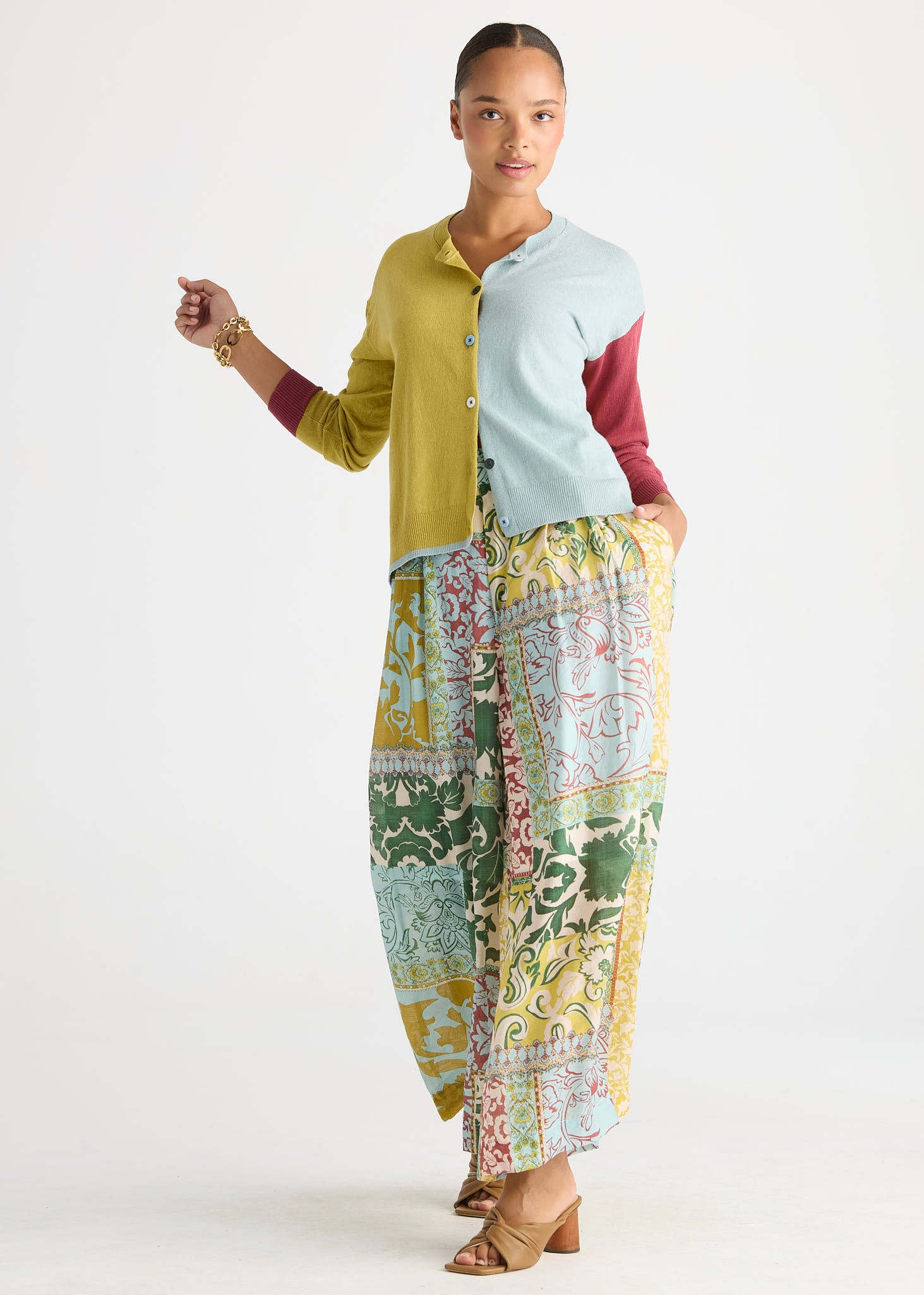 Colour Block Cardi - Acacia