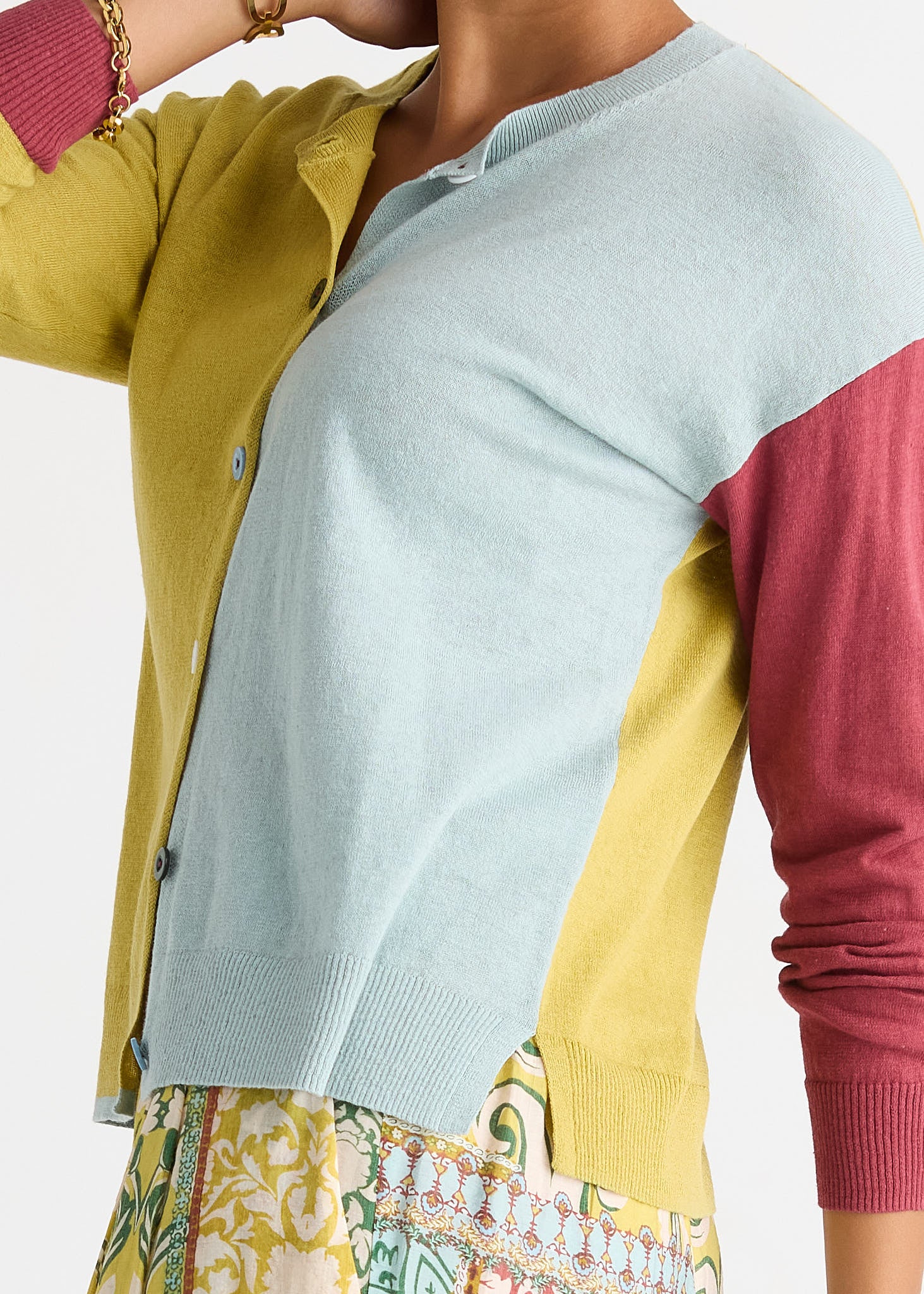 Colour Block Cardi - Acacia