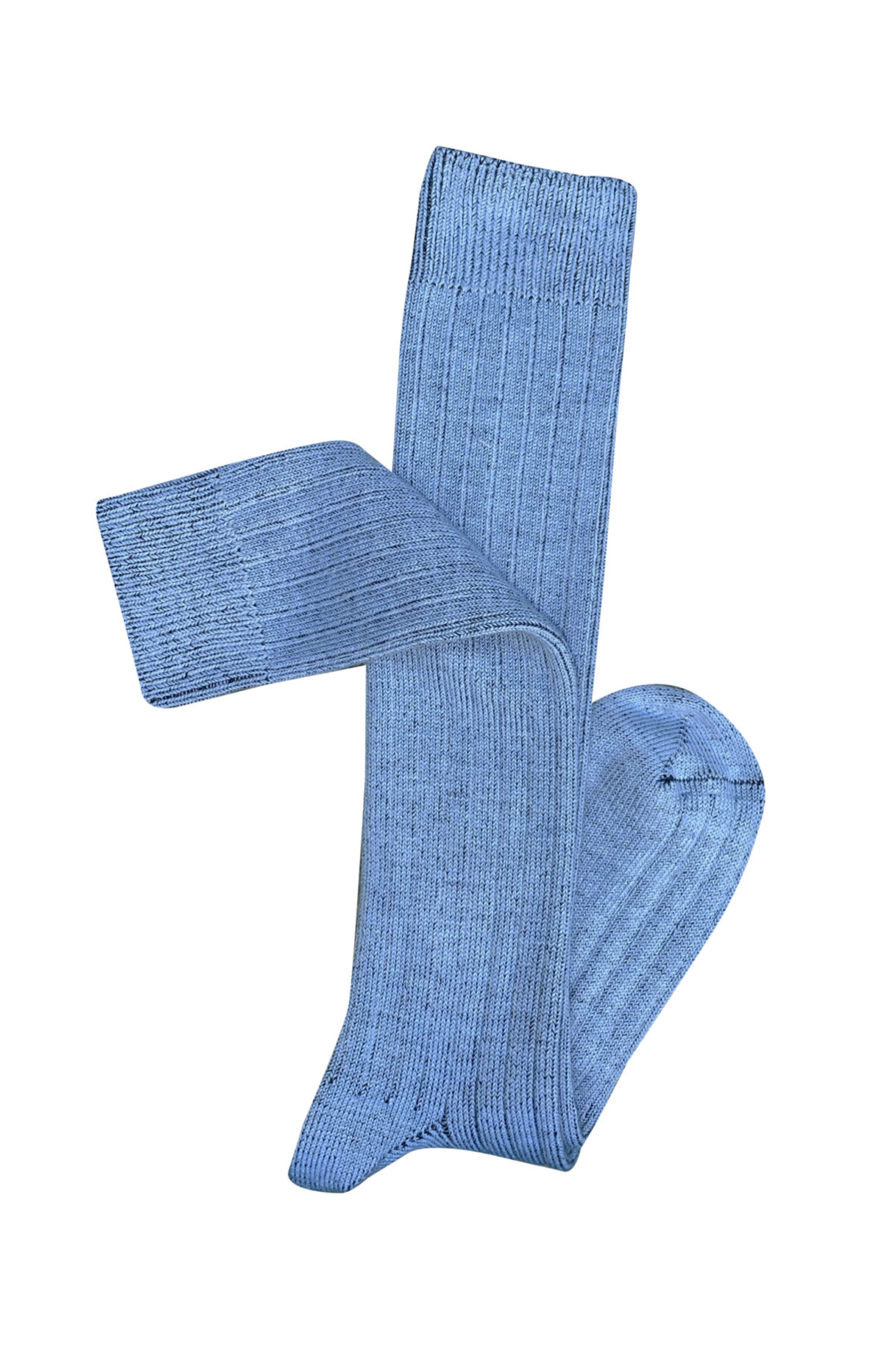 Long Rib Merino Socks - Blue