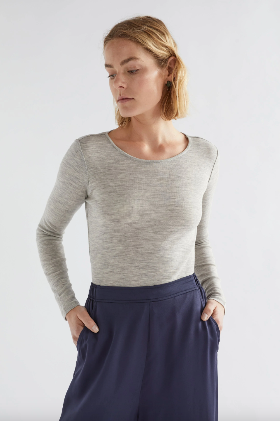 Merino Long Sleeve Top - Grey