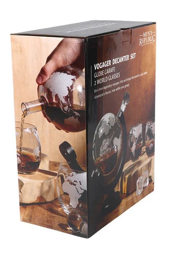 Globe Whiskey Decanter - 2 Glasses