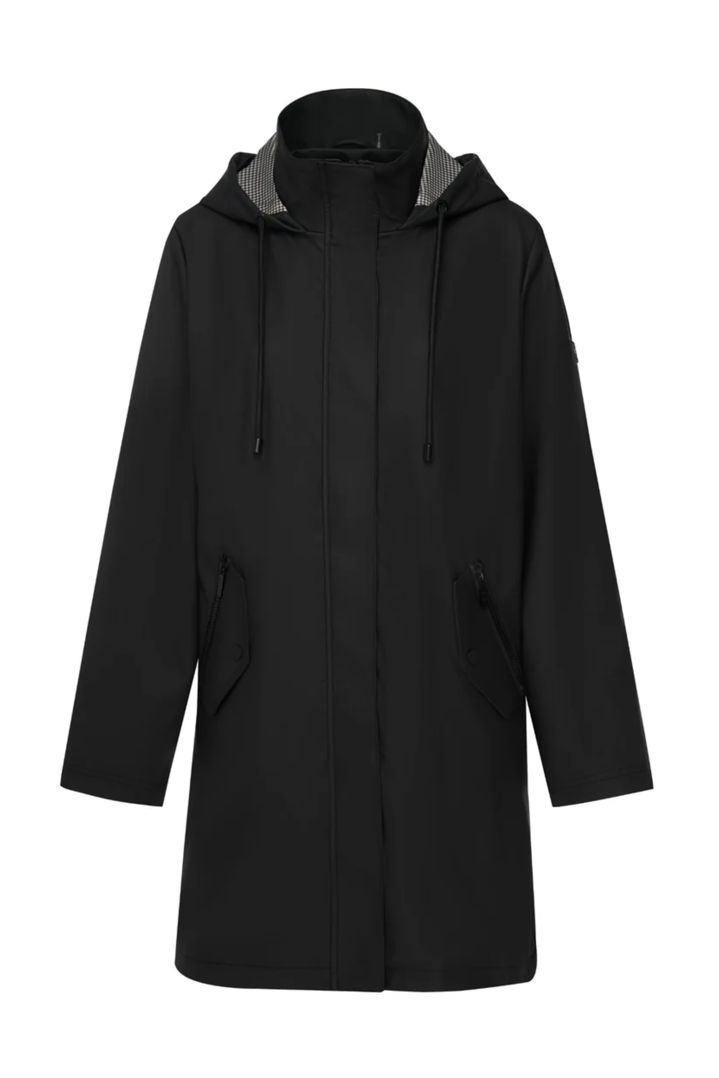 Moke Billie Raincoat - Black/Choc Houndstooth