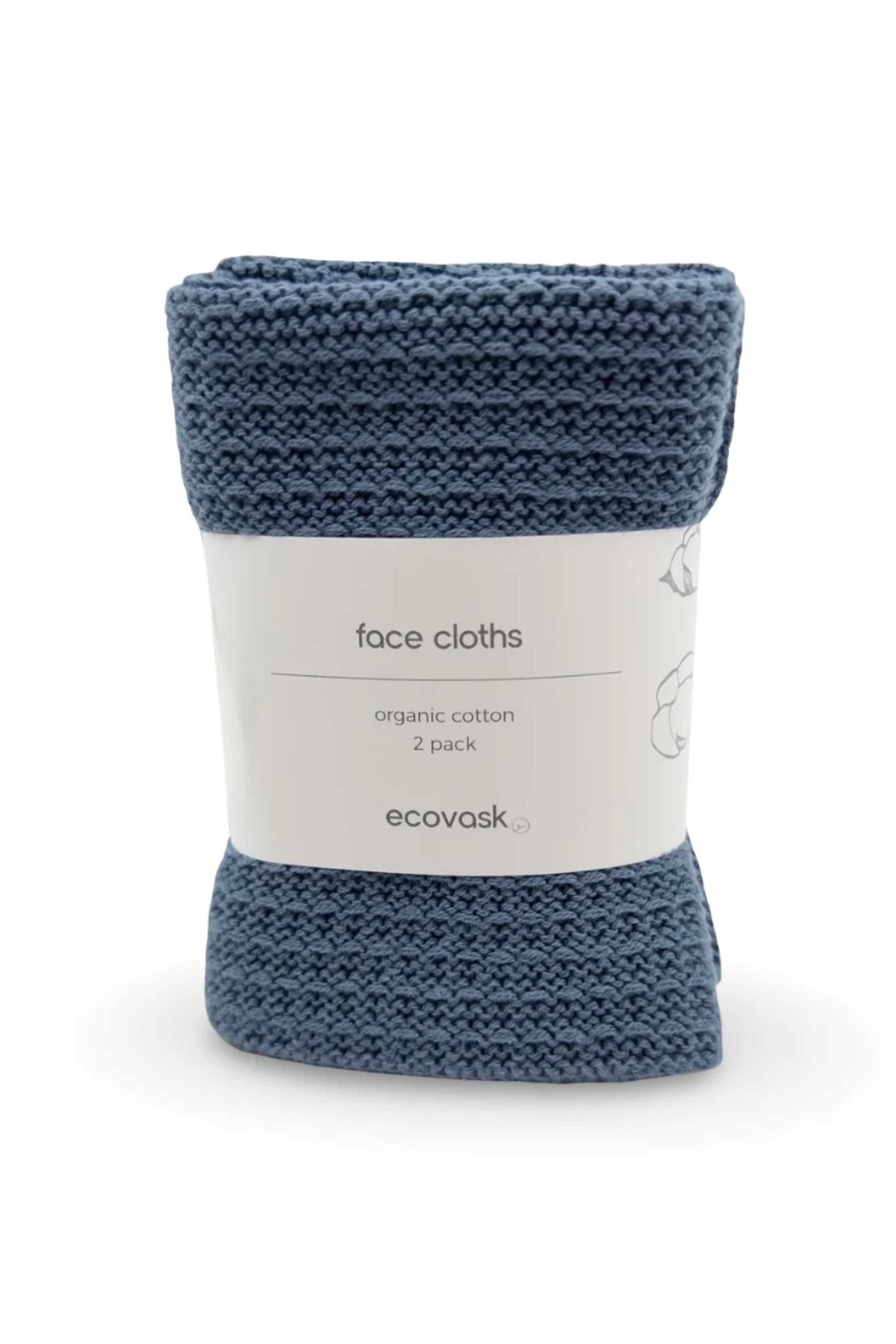 Organic Cotton Face Cloth 2pk - Denim