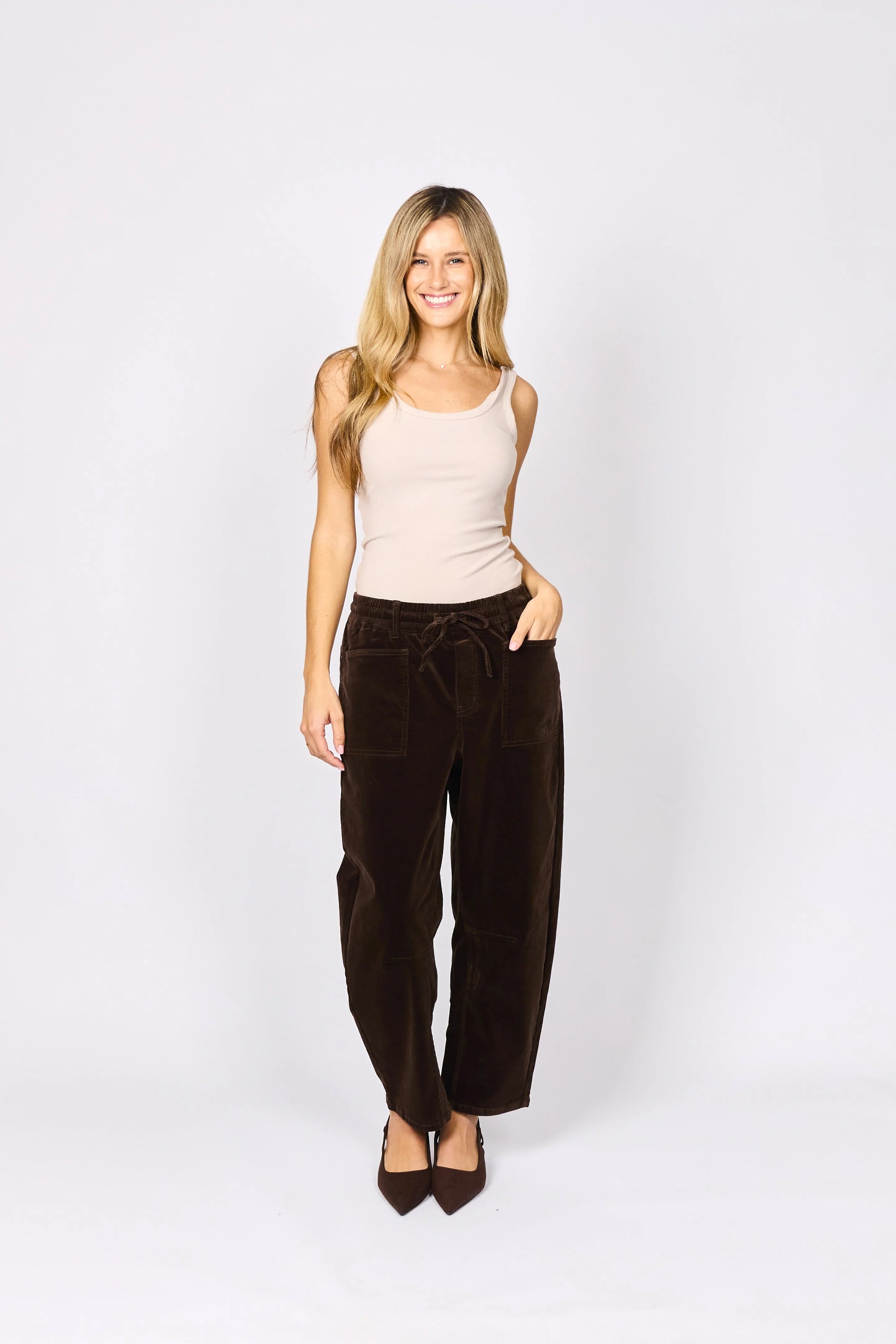 leo Barrel Cord Jeans - Chocolate