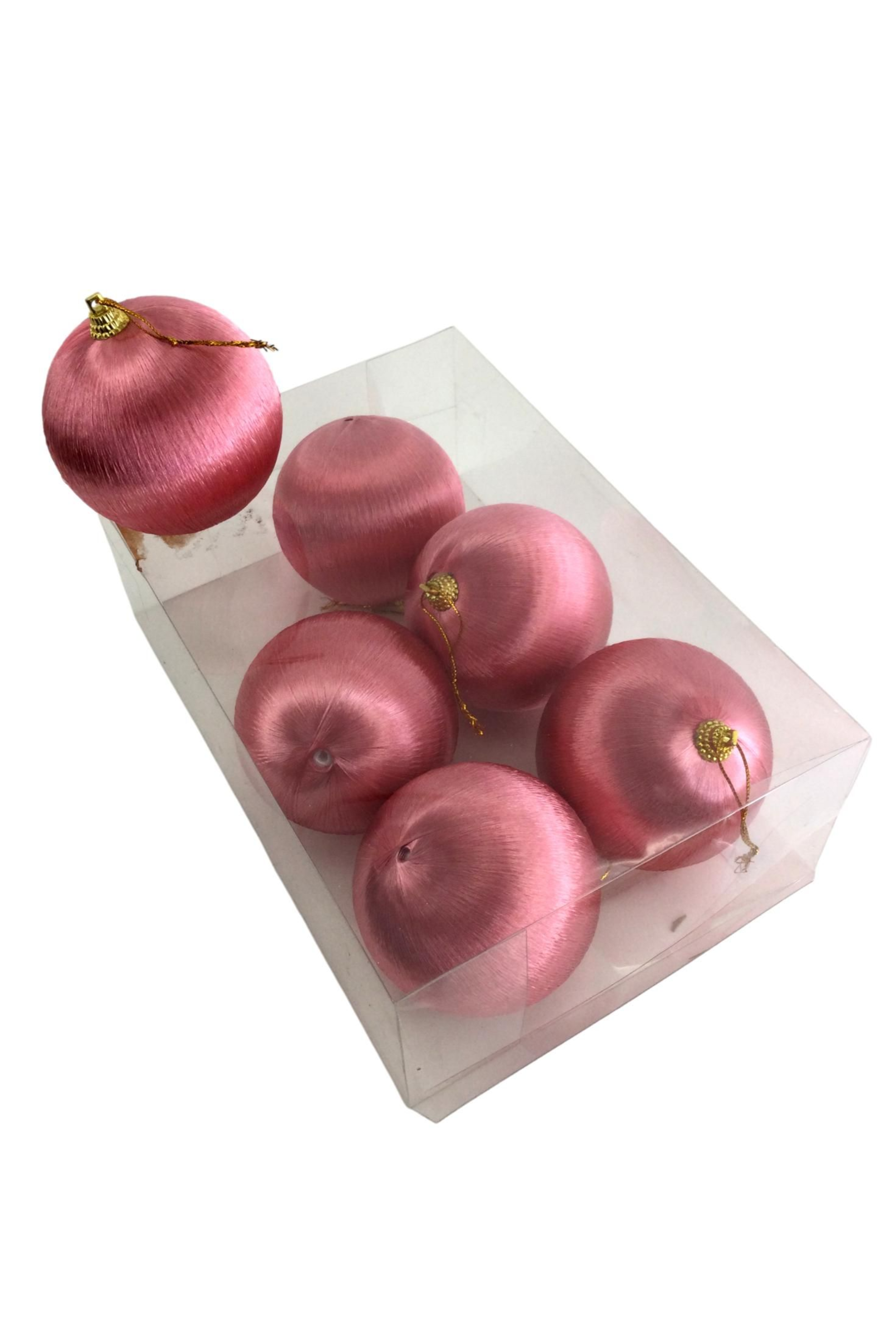 Pink Silk Baubles - 6 pack