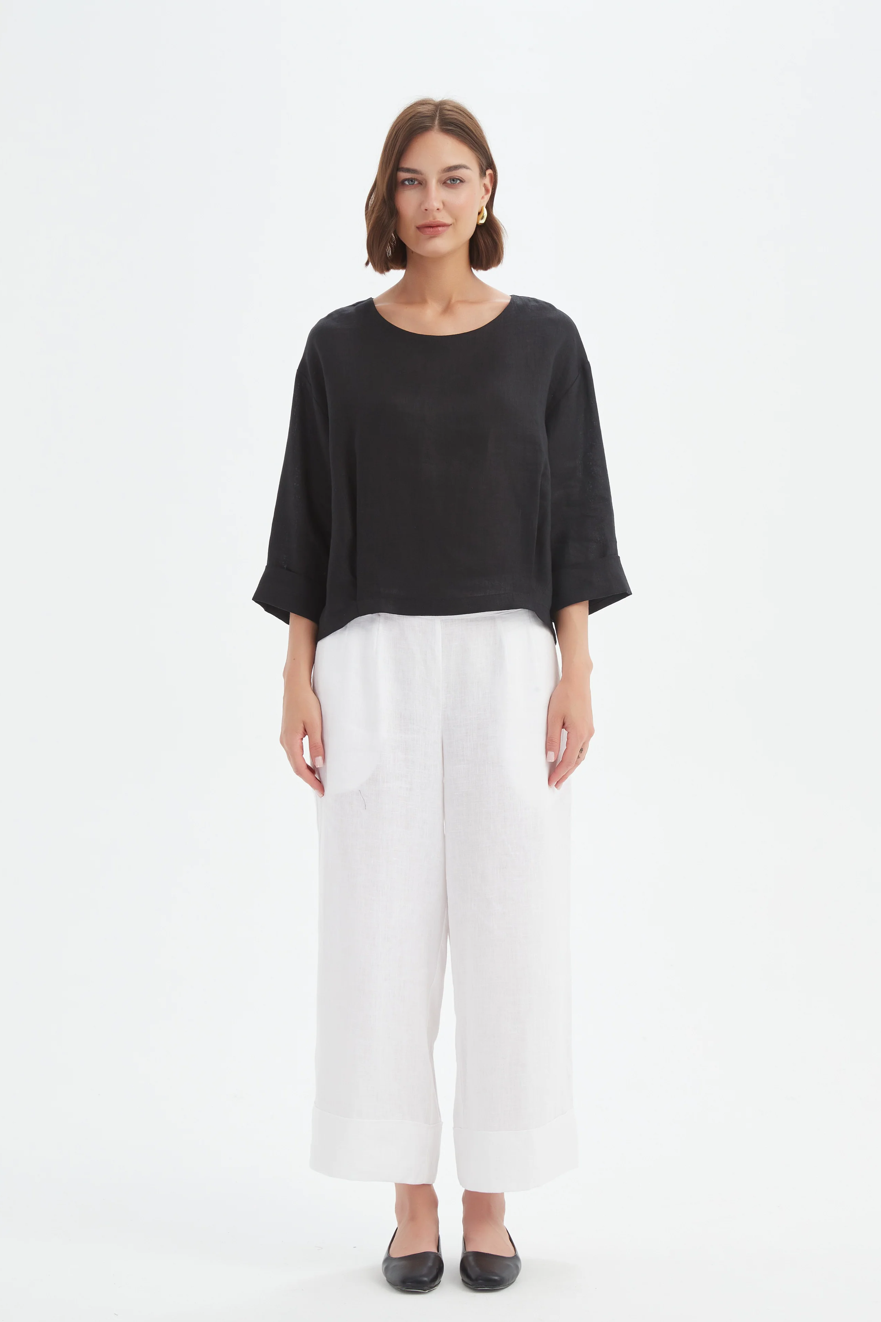 Pleat Hem Top - Black