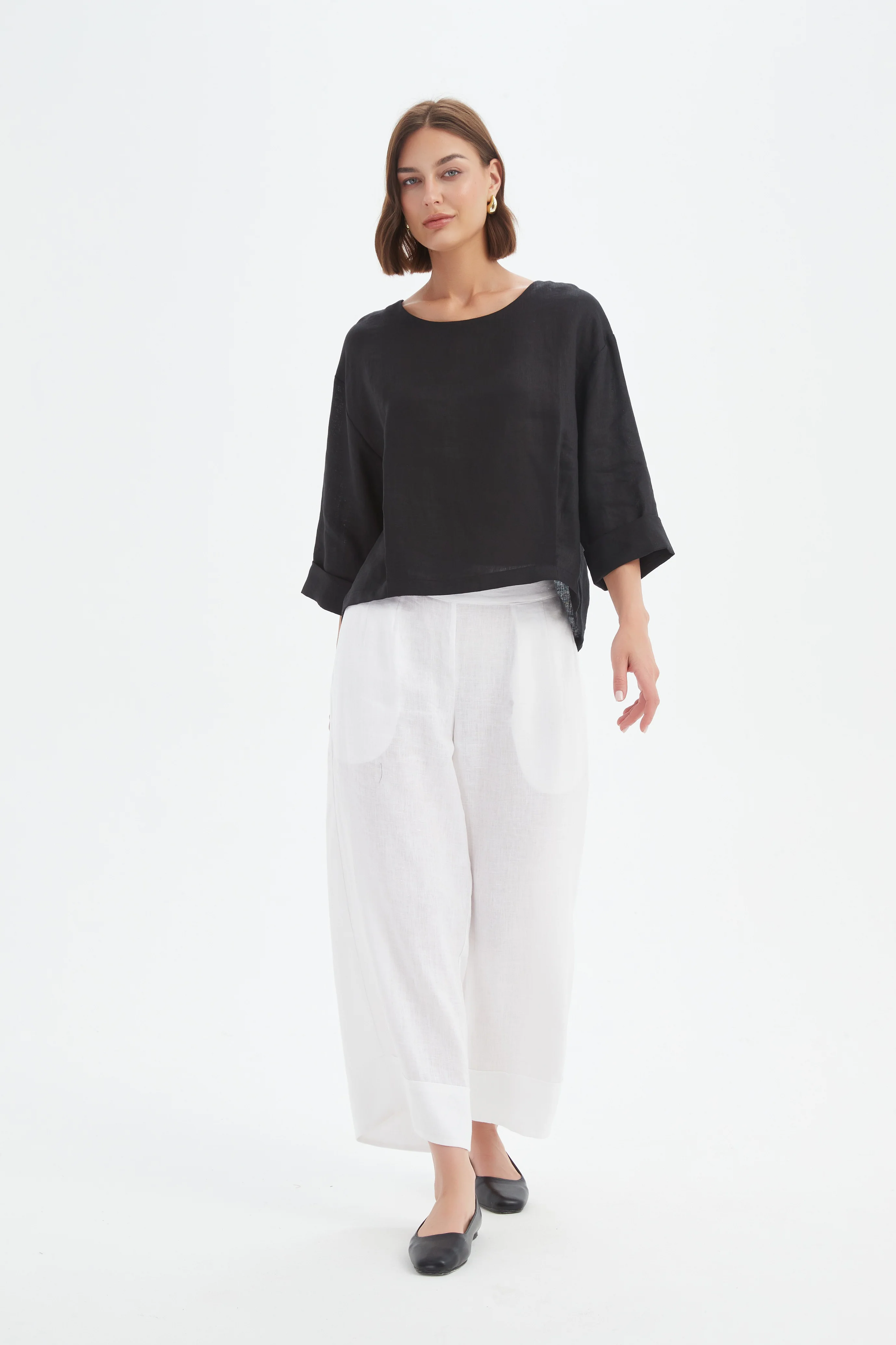 Pleat Hem Top - Black