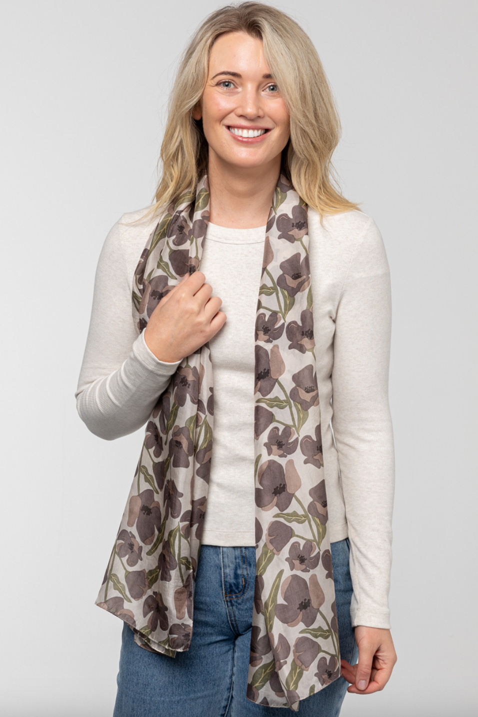 Poppy Silk Scarf - Mauve