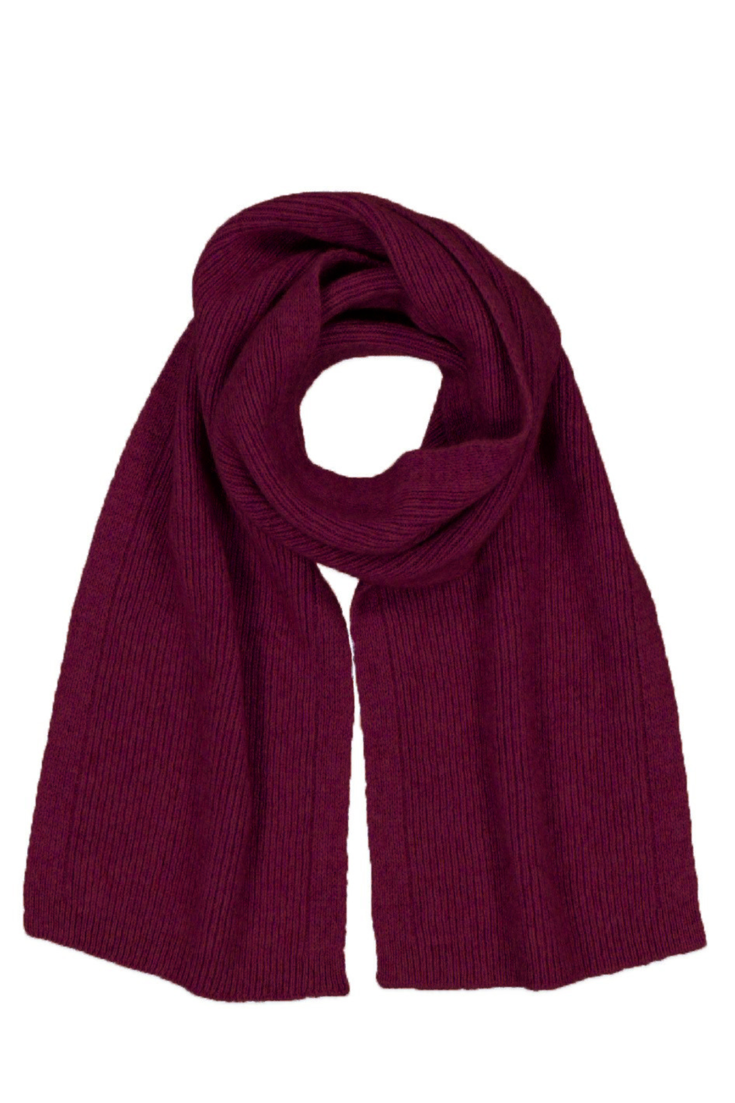 Possum Merino Fine Rib Scarf - Berry