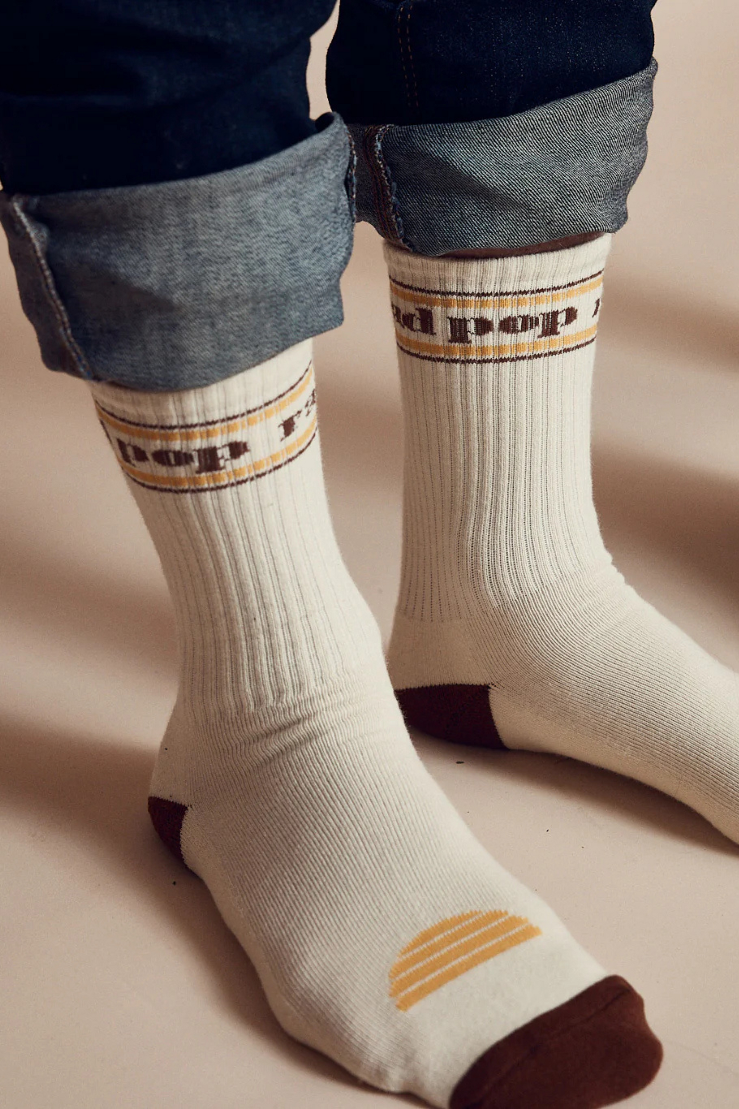 Rad Pop Mens Sock 2 Pack - Natural & Brown