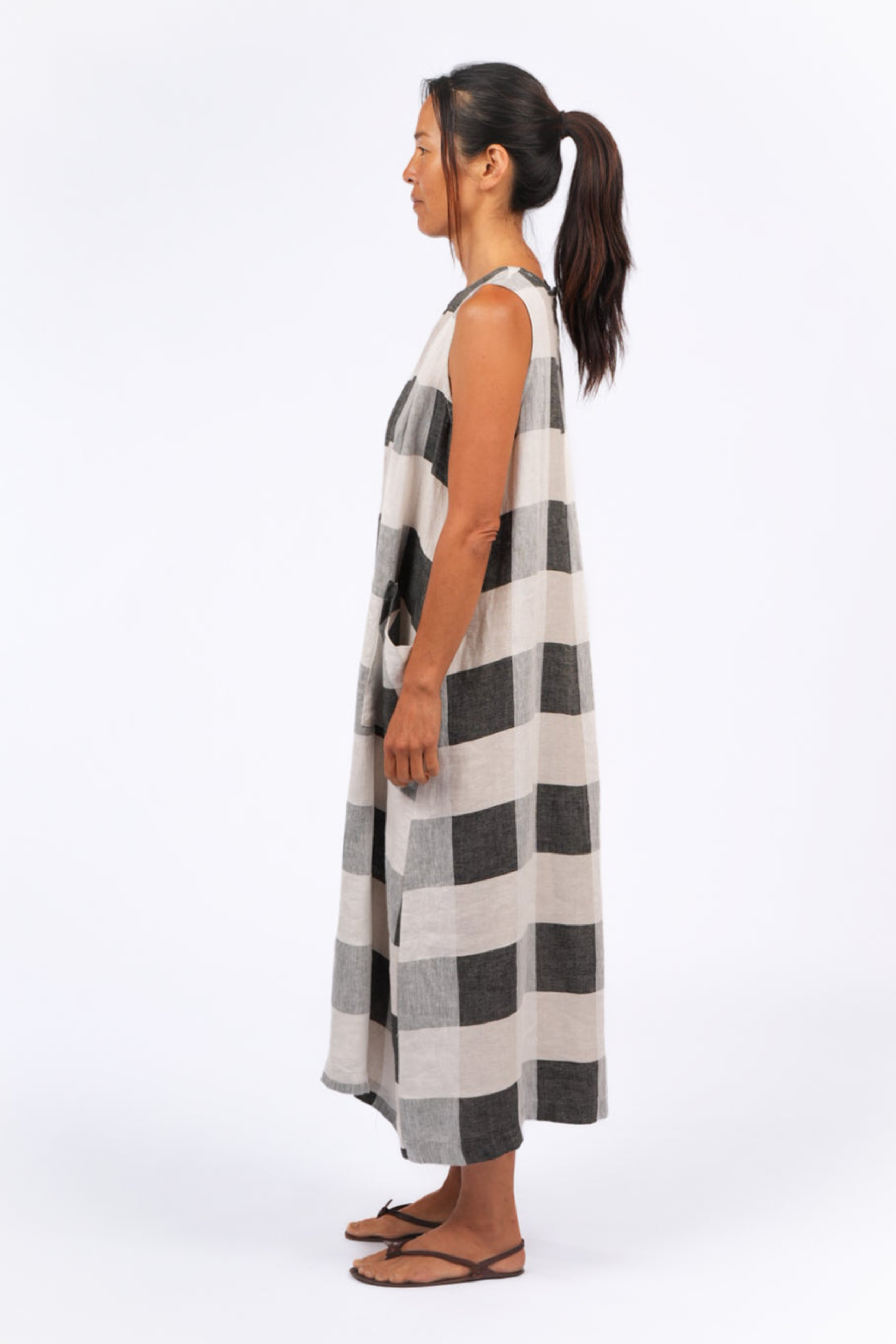 Remy Linen Dress - Black Check