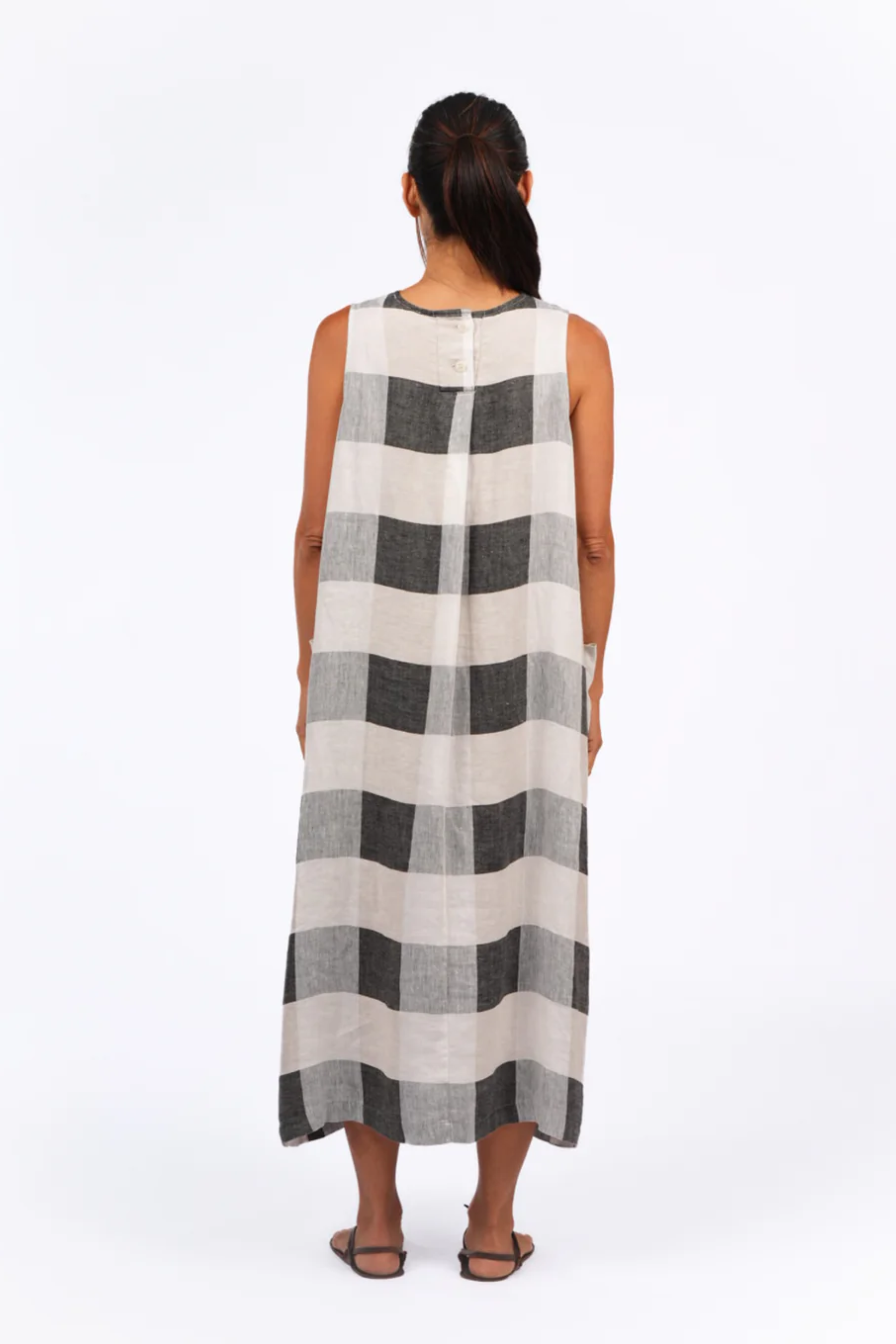Remy Linen Dress - Black Check