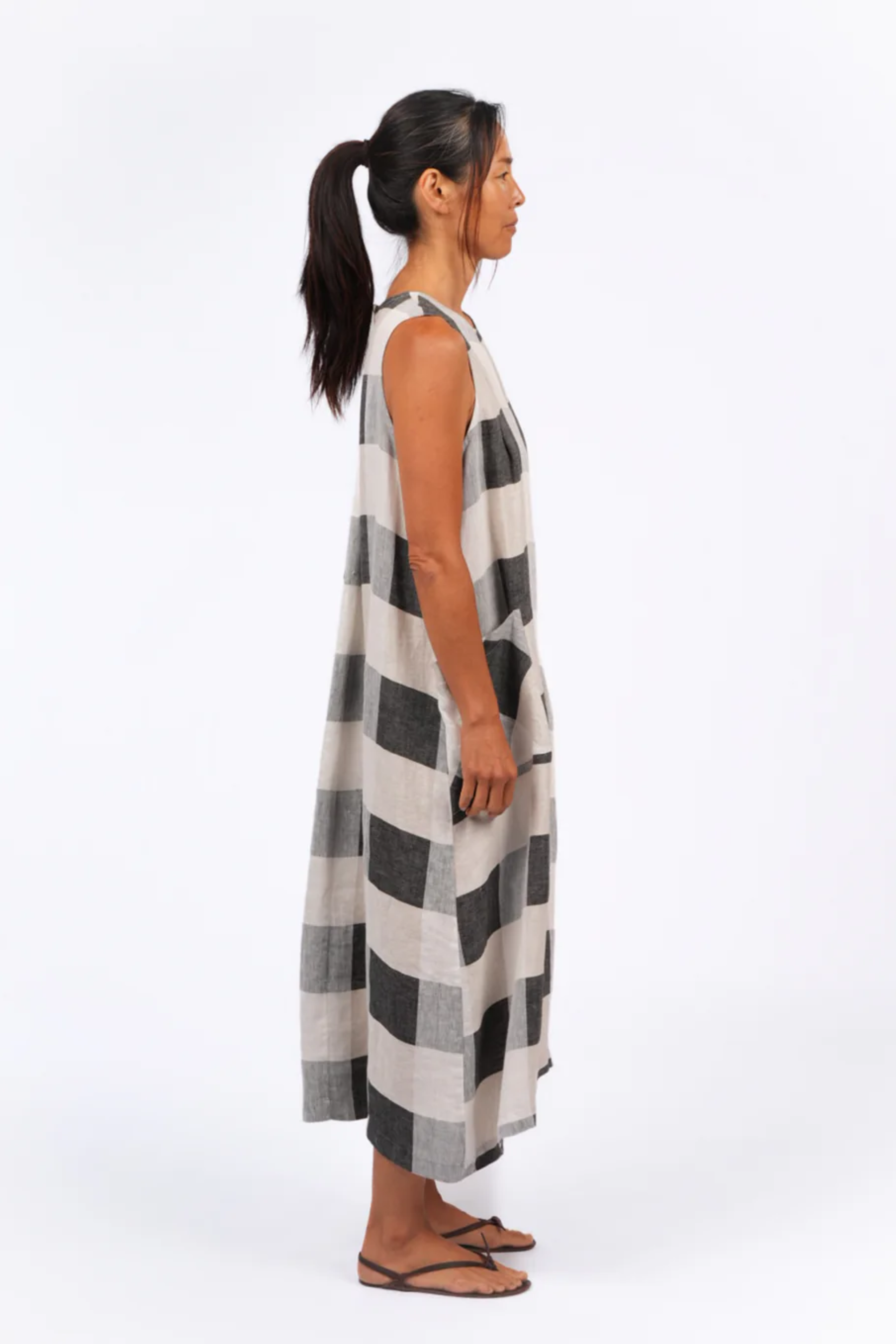 Remy Linen Dress - Black Check