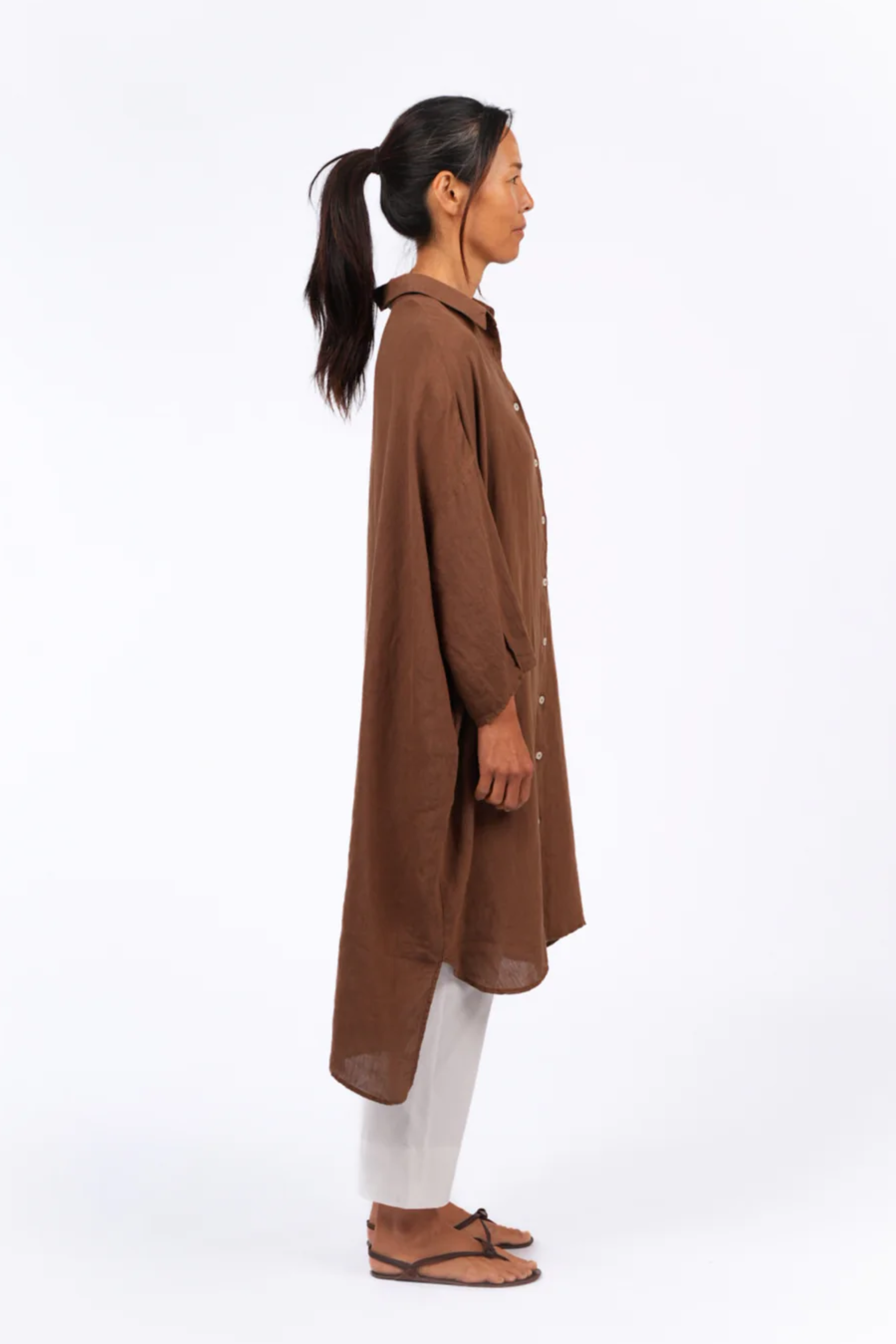 Romie Linen Shirt Dress - Tobacco