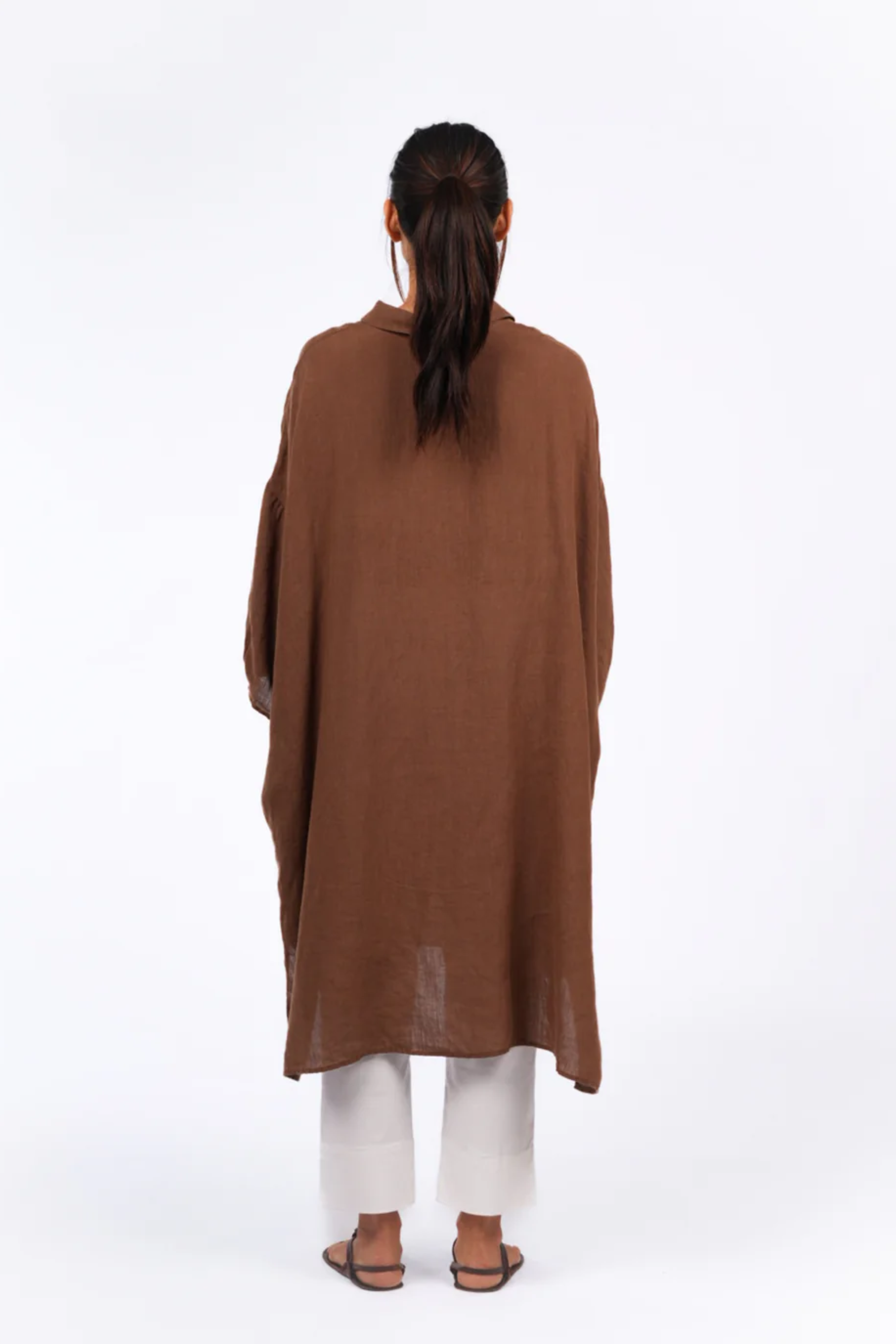Romie Linen Shirt Dress - Tobacco