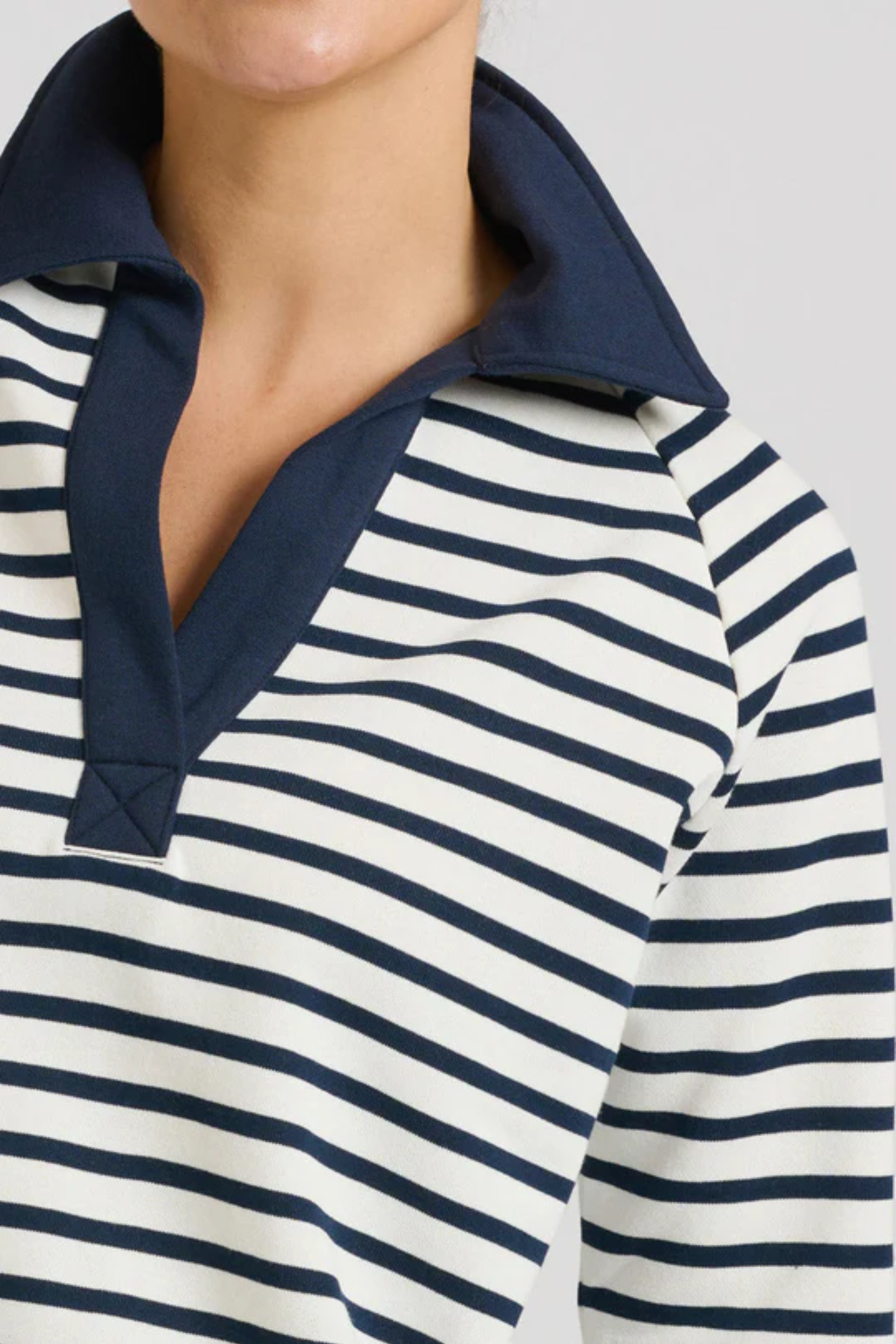 Rugby Cotton Sweatshirt - French Navy Stripe