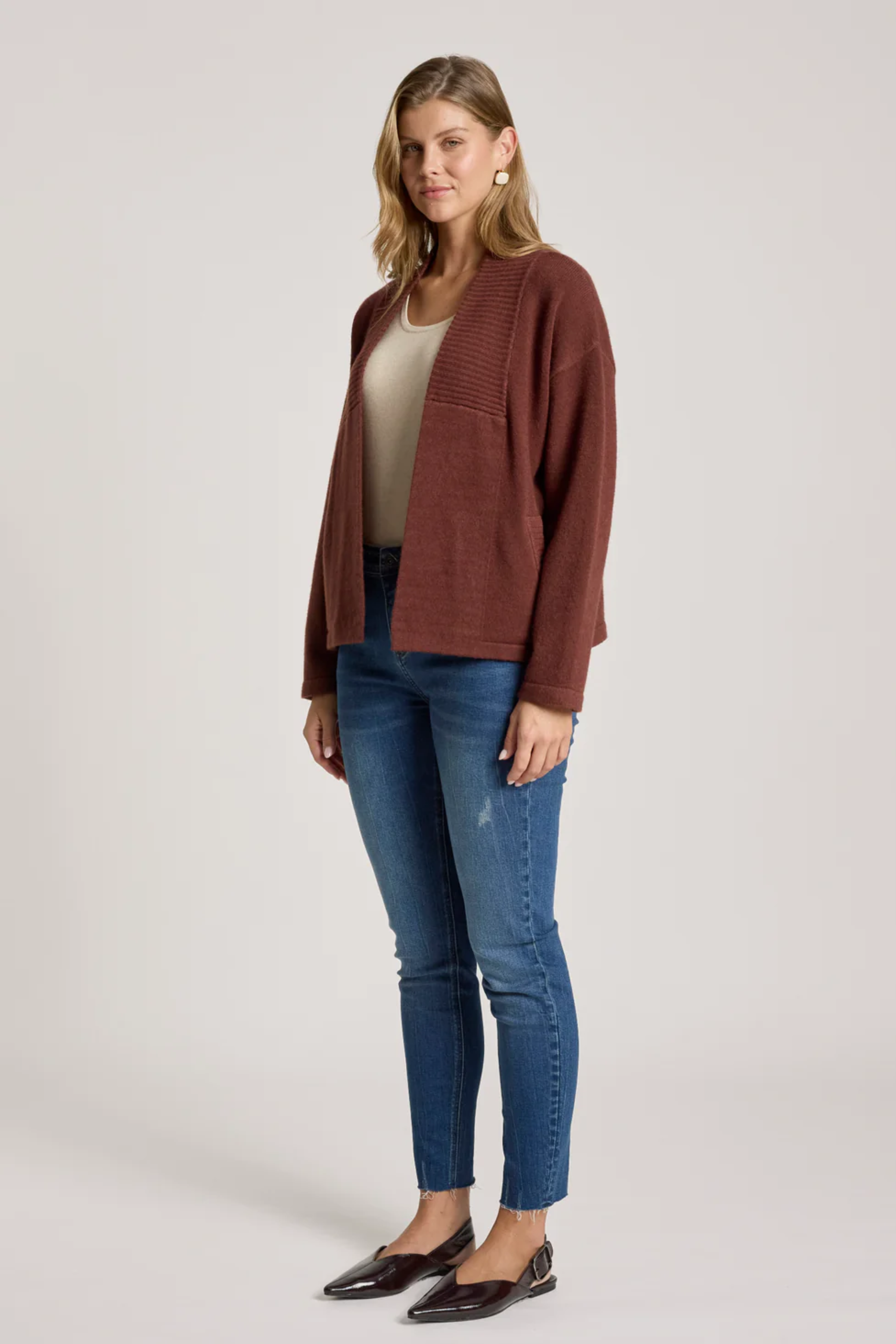 Samira Crop Cardigan - Mahogany