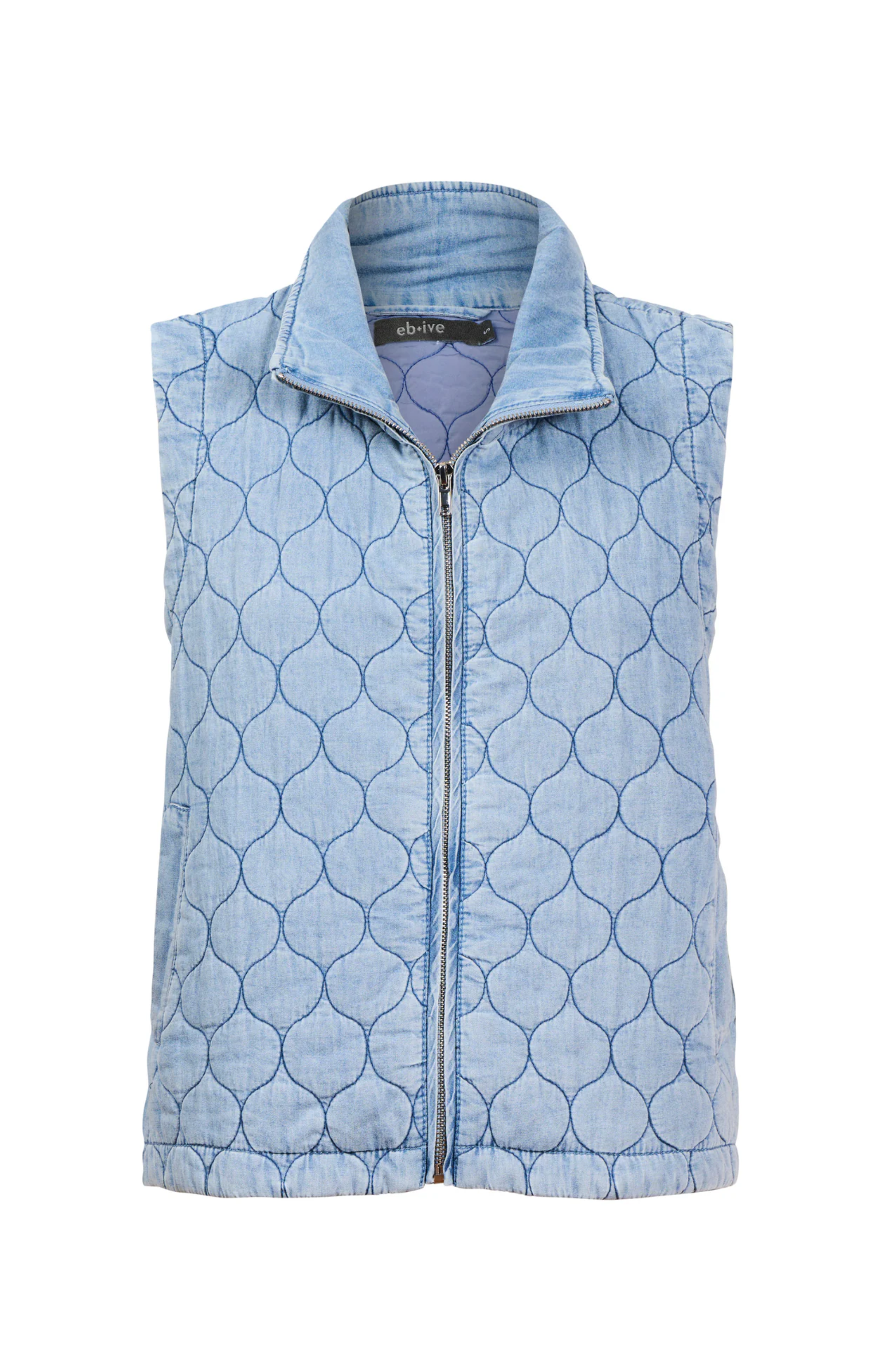 Sansi Quilted Crop Vest - Denim