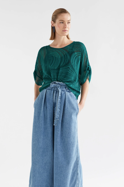 Krava Sheer Top - Malachite Print