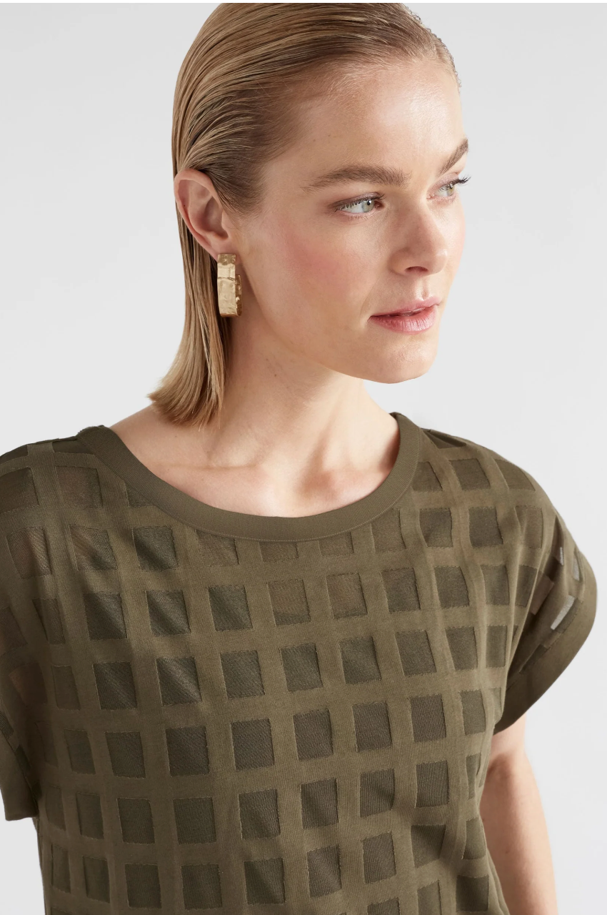 Elk Grid Burnout Top - Olive/Moss