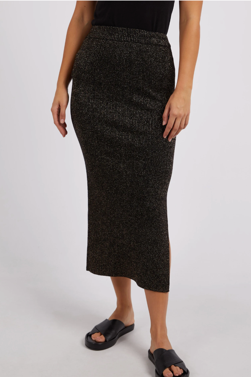 Tessa Metallic Knit Skirt - Black