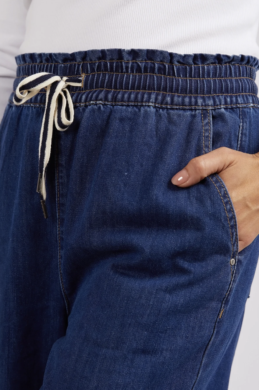 Elm Greta Wide Leg Pant - Mid Blue