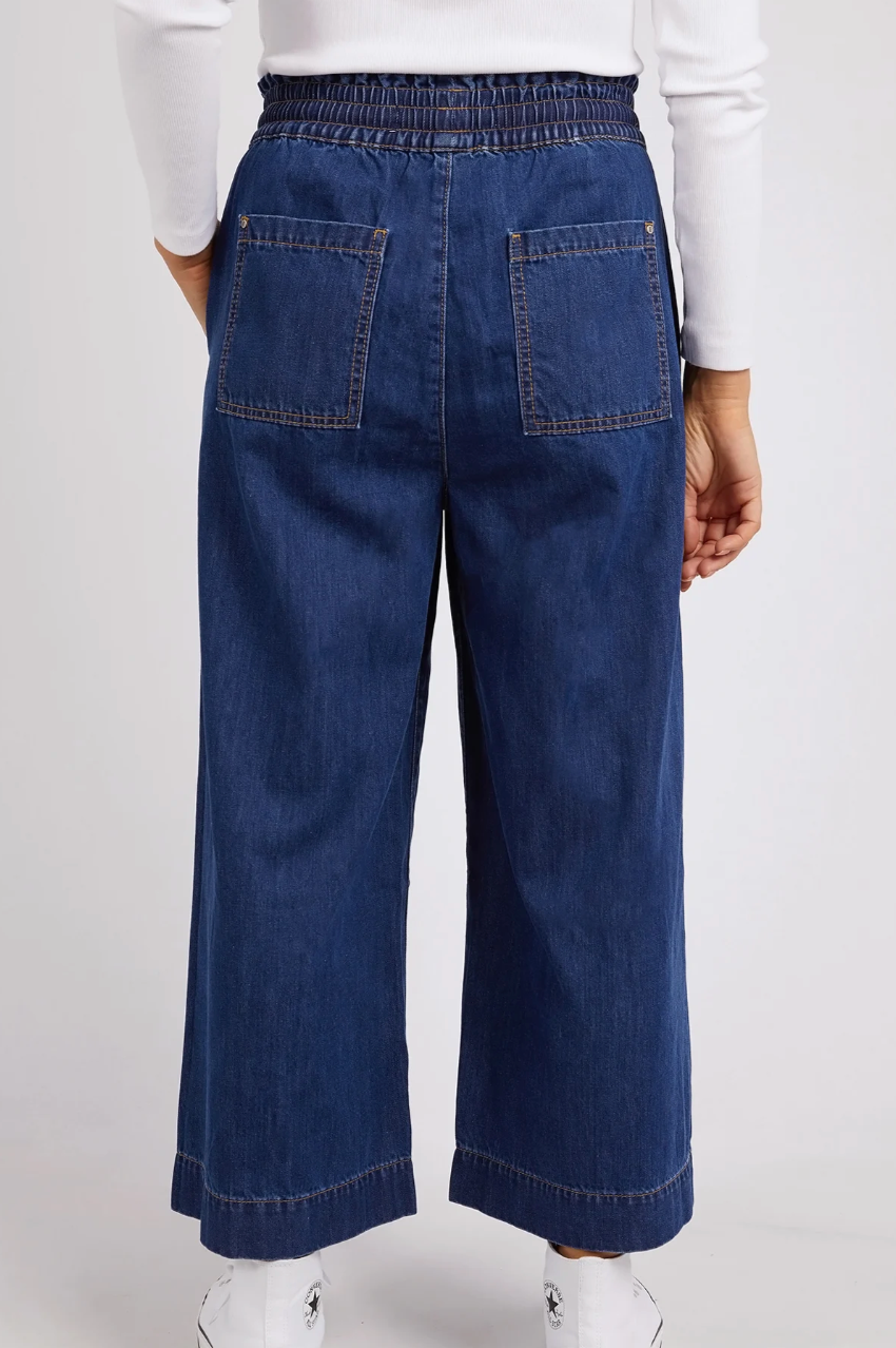 Elm Greta Wide Leg Pant - Mid Blue