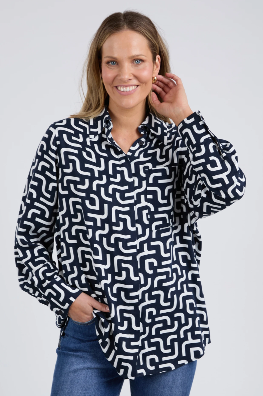 Elm Gemma Geo Shirt - Navy