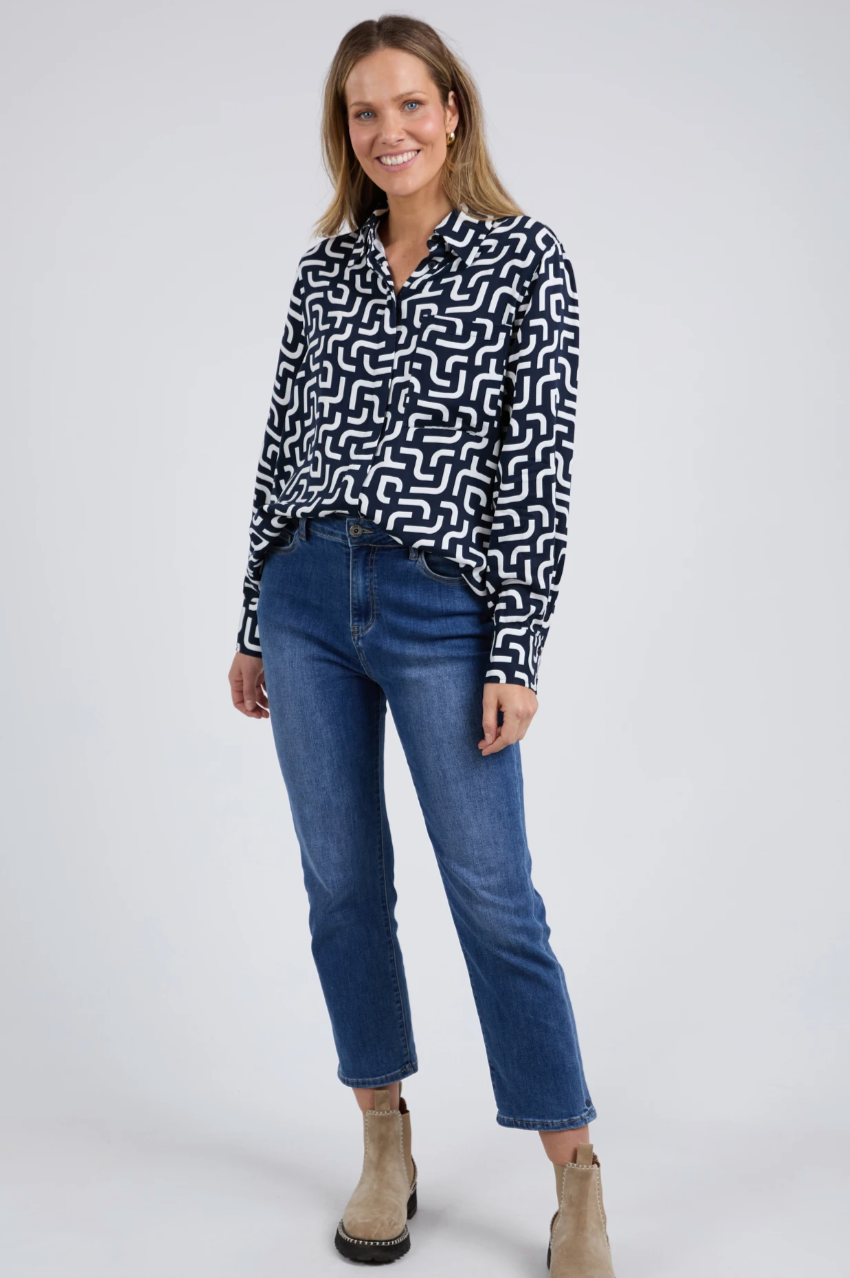Elm Gemma Geo Shirt - Navy