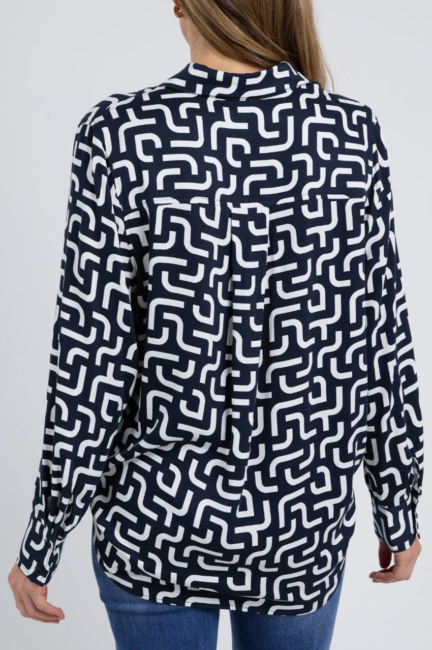Elm Gemma Geo Shirt - Navy