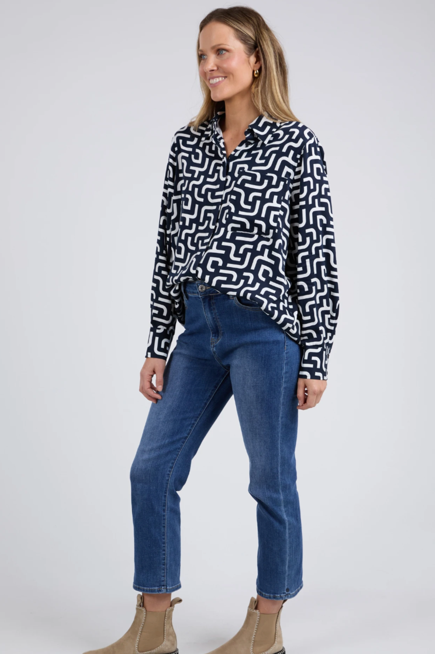 Elm Gemma Geo Shirt - Navy