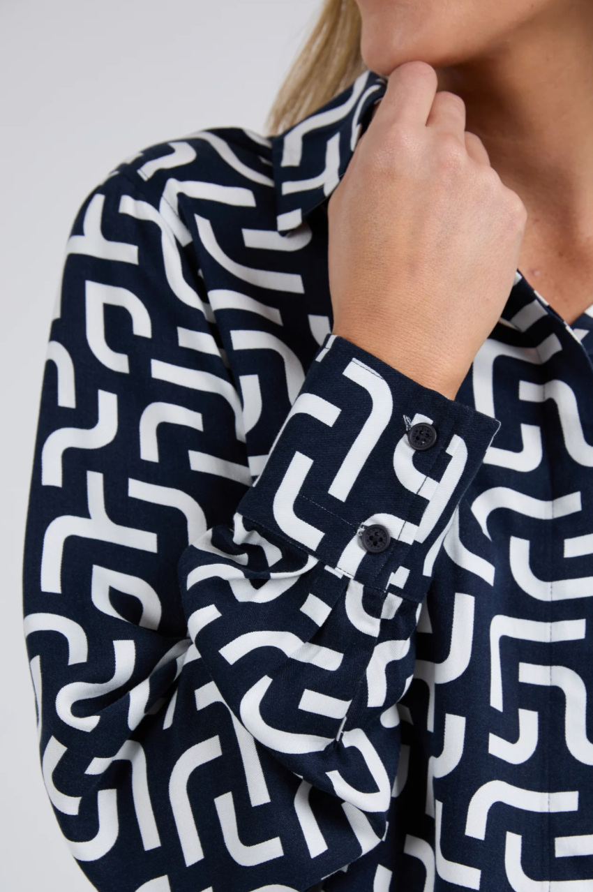 Elm Gemma Geo Shirt - Navy
