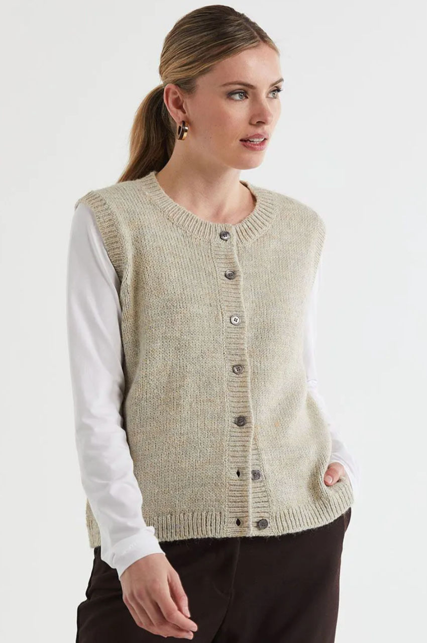 LD & Co Button Vest - Oat