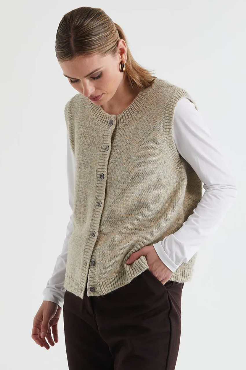 LD & Co Button Vest - Oat
