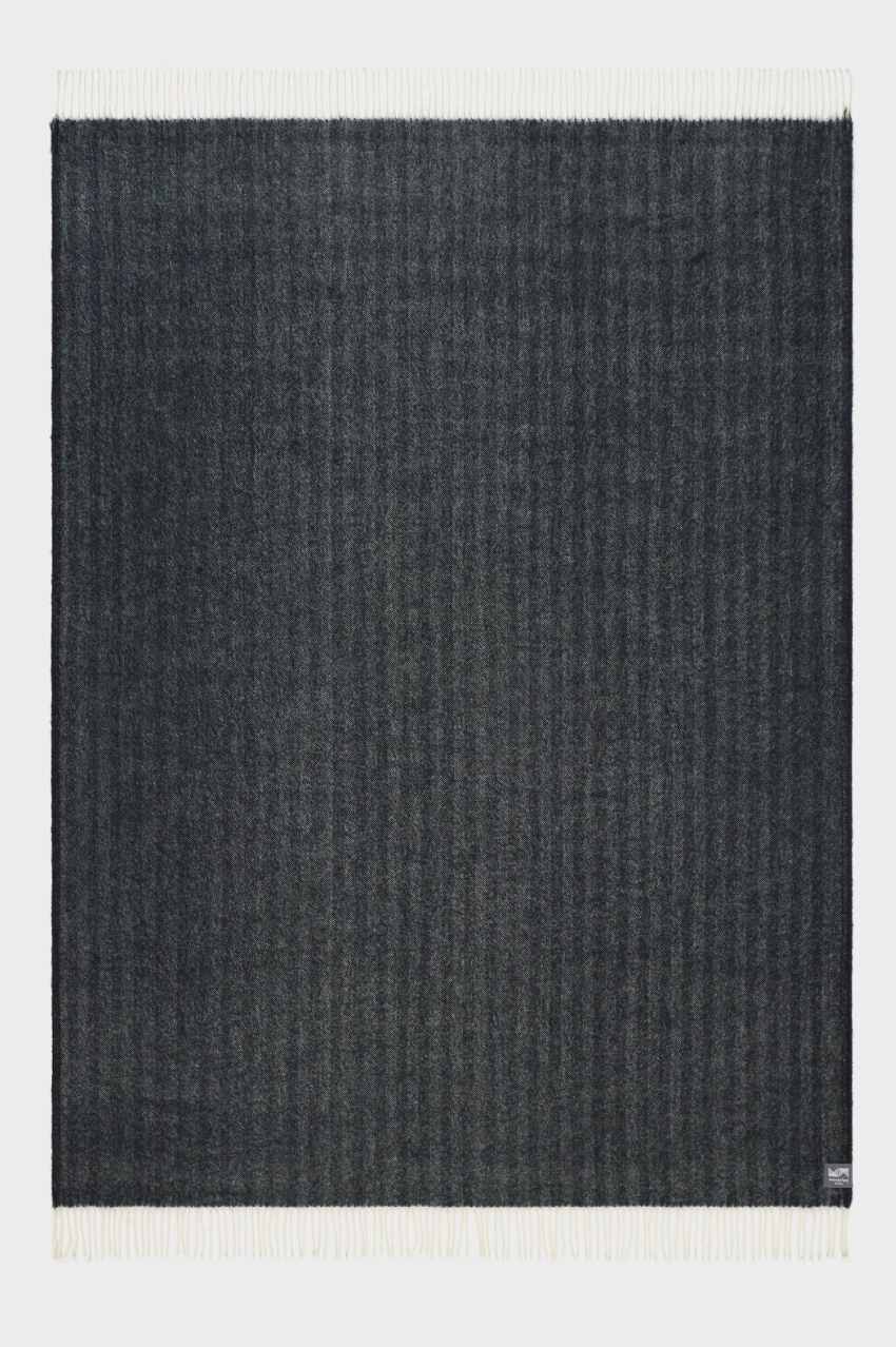 Wool Herringbone Throw - Black