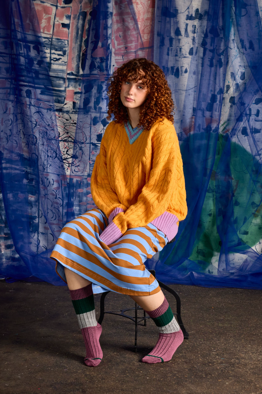 Chunky Rib Wool Socks - Mauve