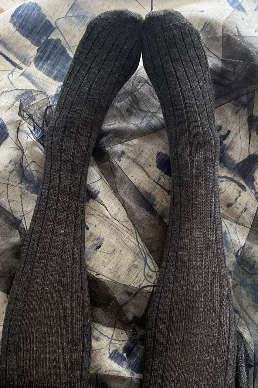 Long Rib Merino Socks - Charcoal