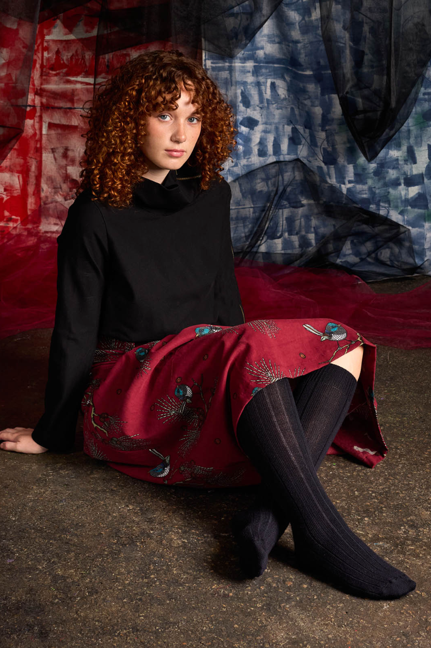 Long Rib Merino Socks - Navy