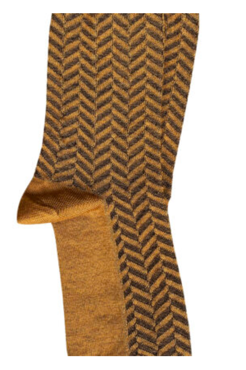 Herringbone Merino Socks - Mustard