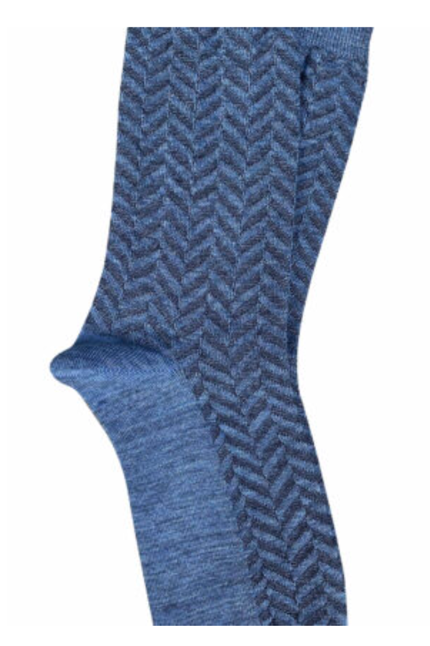Herringbone Merino Socks - Blue