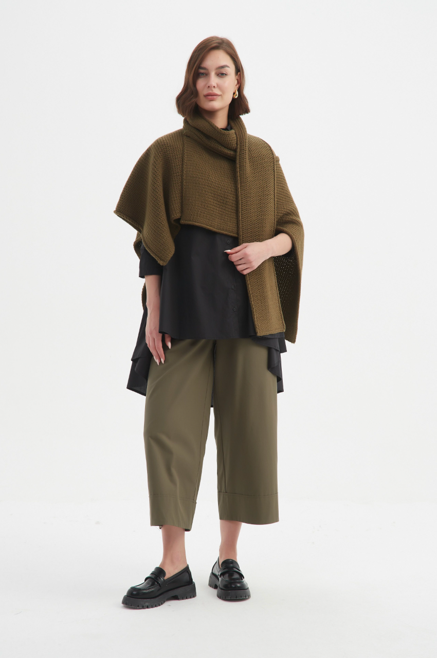 Asymmetric Wrap Knit - Khaki
