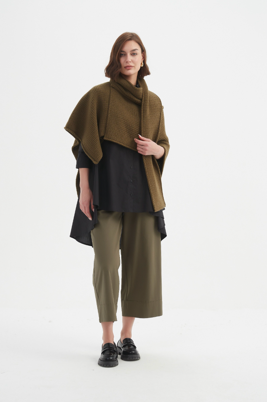 Asymmetric Wrap Knit - Khaki