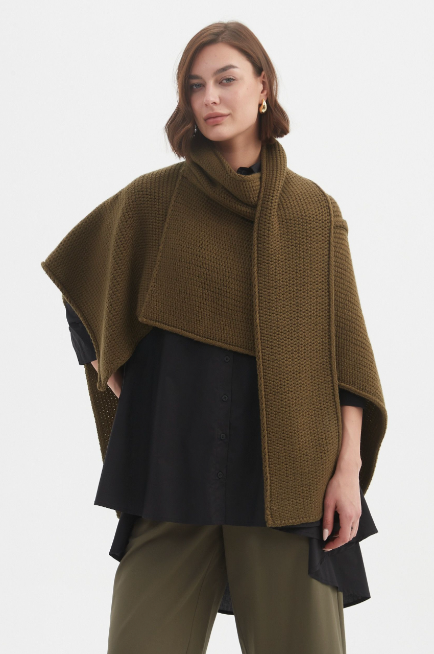 Asymmetric Wrap Knit - Khaki