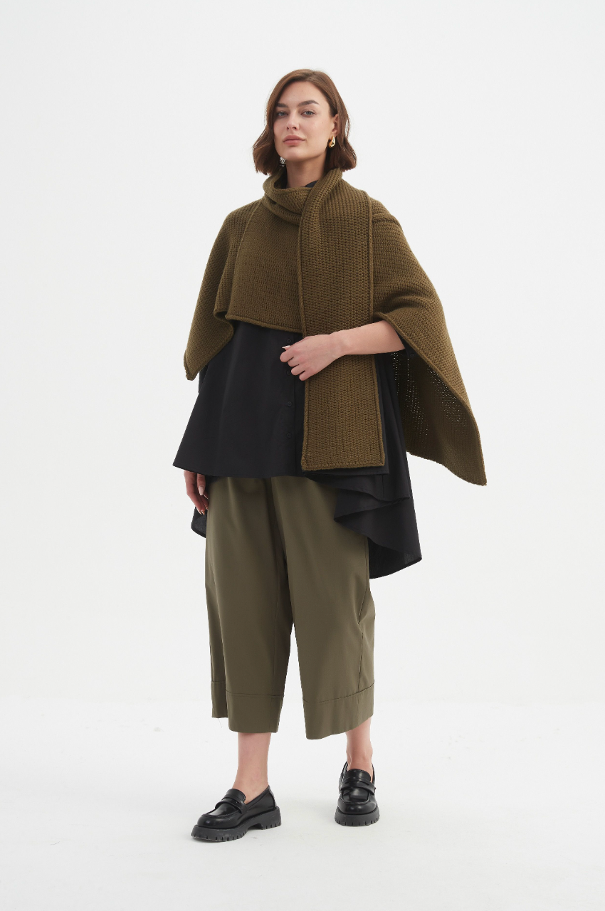 Asymmetric Wrap Knit - Khaki