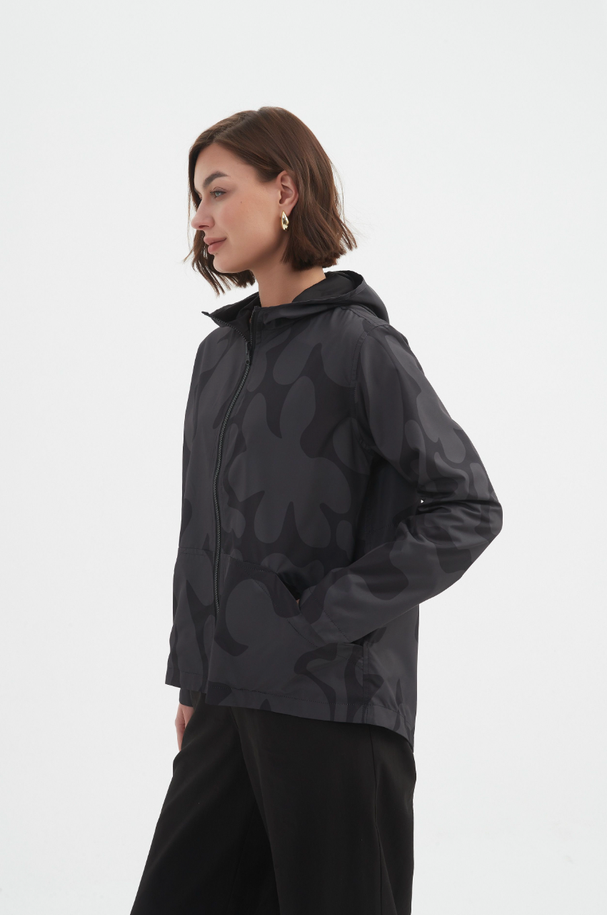 Reversible Print Windbreaker - Char/Blk Blot Print