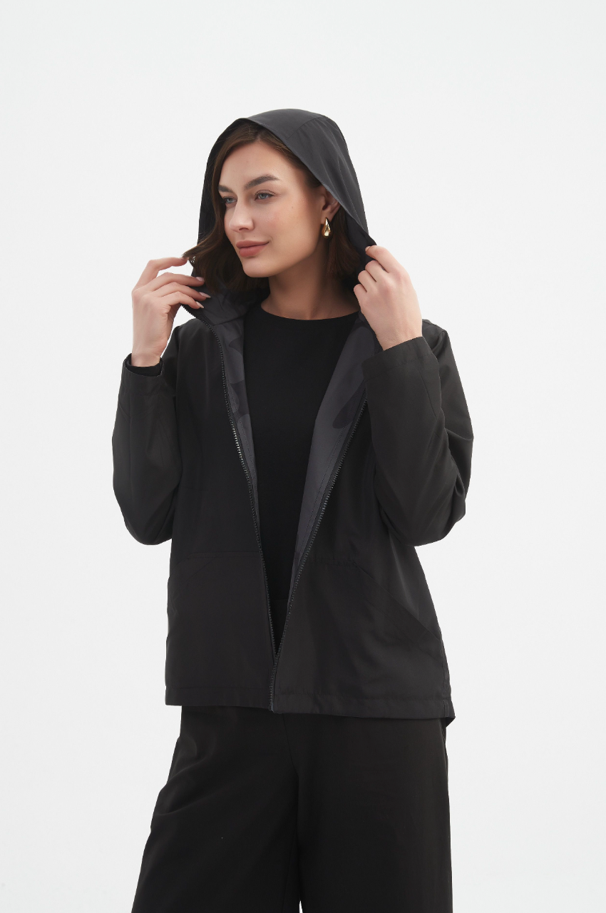 Reversible Print Windbreaker - Char/Blk Blot Print
